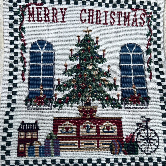 Vintage Completed Needlepoint Christmas Pillow Cover Upholstery Fabric 13” - Picture 2 of 13